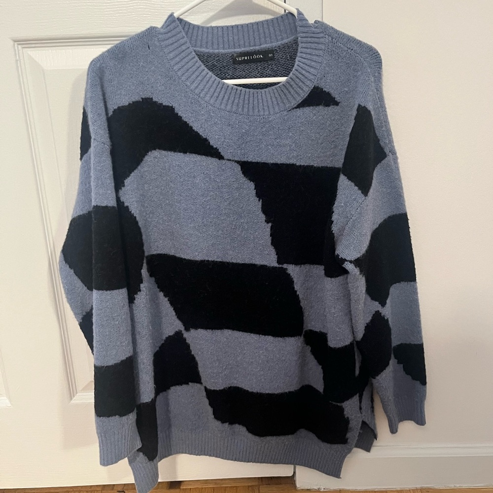 Women's Blue and Black Sweater by Superdown